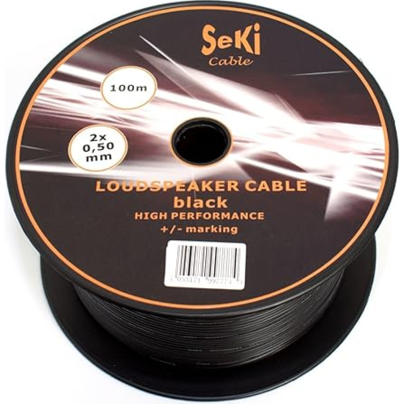 Speaker Cable 2x0,5 mm² CCA 100 m Spool – Black – Audio cable – CABLE