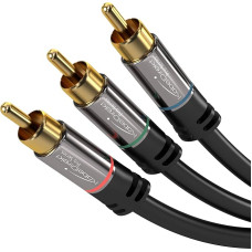 KabelDirekt – 3 m – Komponentenkabel, Cinch, RGB/YUV (Koax-Kabel, 3× RCA-Stecker auf 3× RCA-Stecker, Component-Kabel für die Bildübertragung in Full HD, Video/HDTV, schwarz)