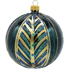 Vitbis Glass Christmas Baubles Single Ball Gift Set Green Diameter 10 cm Hand-Decorated Hand-Painted