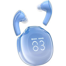 ACEFAST T9 Bluetooth Headphones Luminous In-Ear Headphones Wireless Bluetooth 5.3 Headphones with 4 Mic, 2024 ENC Noise Cancelling Wireless Earbuds 30H Deep Bass, Crystal LED Display, GlacierBlue