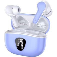 Bluetooth Headphones, Wireless Bluetooth 5.3 In Ear, 4 ENC Noise Cancelling Mic Earphones, HiFi Stereo Deep Bass, 40H Playtime, LED Display, IP7 Waterproof Earbuds, Touch Control, Light Blue