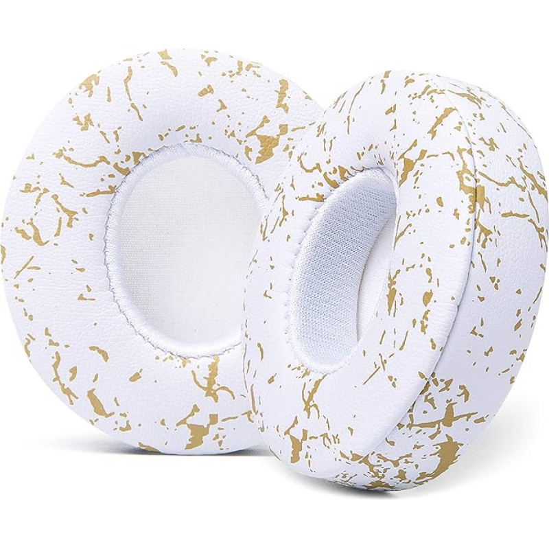 WC Extra Thick Replacement Ear Pads for Beats Solo 2 & 3 Wireless On-Ear Headphones by Wicked Cushions - Soft Leather, Luxury Memory Foam, Strong Adhesive, Gold Marble