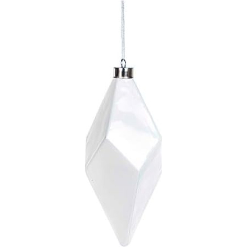 EUROCINSA 28340 Ornament Anhänger Diamant Glas Weiß Glanz 12 Øx27 cm 4 Stück, Einheitsgröße