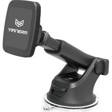 YIANERM Magnetic Car Mobile Phone Holder, Universal Dashboard Windscreen Suction Cup Strong Magnetic Mobile Phone Holder with Adjustable Telescopic Arm Compatible with iPhone Samsung Huawei Xiaomi