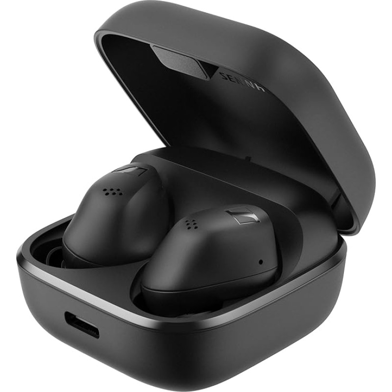 Sennheiser ACCENTUM True Wireless Earphones - Crystal Clear Sound with Hybrid ANC, Ergonomic Design, 28 Hours Battery Life, Touch Interface and Two Microphone System for Calls - Black