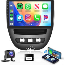 Podofo Carplay Car Radio for Peugeot 107/Citroen C1/Toyota Aygo, 10.1 Inch Touchscreen Car Radio 2G + 64G with Wireless A-pple Carplay Android Car, Bluetooth/Mirror Link/GPS/WiFi/FM/RDS/SWC +