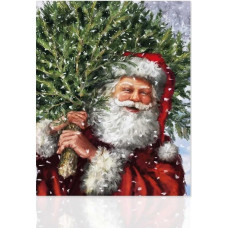 Declea Christmas Picture on Canvas Santa Claus - Wall Pictures Wall Decoration Christmas for Living Room Office Christmas 40 x 50 cm