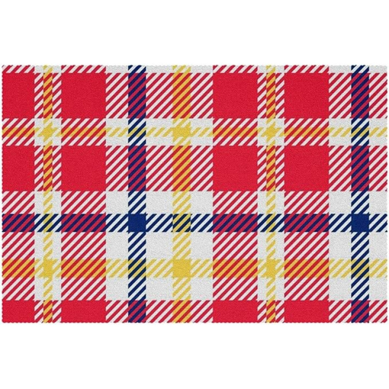 Stoff-Tischsets, waschbare Tischsets für Esstisch, 6er-Set,Gitter Plaid Gitter Karo Rot Weinlese