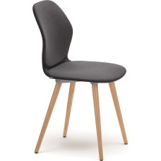 Sedus se:spot Four-footed Chair, White, Wood/Natural Oak, Upholstery (Interchangeable Pad) in Medium Grey, Plastic, 855 mm