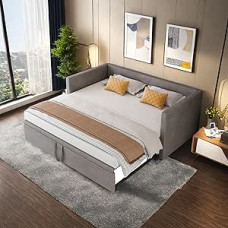 Išskleidžiama sofa-lova 90/180 x 200 cm | Dvivietė sofa su miego funkcija | Aksominė tamsiai pilka | Įtraukiamas skersinis rėmas | Be čiužinio | Erdvę taupantis dizainas