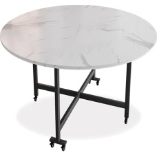 ZEQFEMKL Runder Esstisch aus Holz mit Gleitrollen, runder Küchentisch, schwarzer Esszimmertisch, klappbarer Snacktisch im 4er-Set mit Ständer, platzsparende Möbel, Esstische (grau)