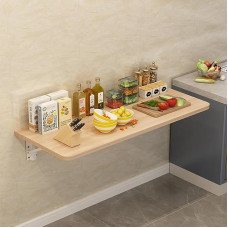 Platzsparender Wand-Klapptisch, schwebender Klapptisch für Heimbüro, kompakter Wandtisch für kleine Räume, helles Walnussholz-Finish (121,9 x 30,5 cm)