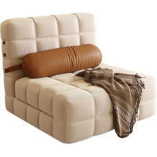 Sulankstoma sofa lova, konvertuojamas laisvalaikio šezlongas su 5 kryptimis reguliuojamu atlošu, paminkštinta miegamojo kėdė miegamajam, svetainei, biurui, viengulė sofa lova (smėlio spalvos)