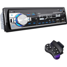 RDS Car Radio Bluetooth 5.0, CENXINY Car Radio Bluetooth Hands-Free Kit, 4 x 65 W 1 DIN Car Radio with Clock/Remote Control, MP3 Player Supports 2 USB/AUX Inputs/TF/SD/FM/iOS Android (No CD)