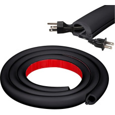 Inscrip Mini Cable Duct, Self-Adhesive, Flexible Cable Duct, Semicircular, Cable Bridge Floor for Cable Protection, for Home, Office, Universal Floor, Outdoor, Indoor Cable Ducts, 7 mm Height (Black,