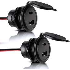 acegoo USB C Socket 12 V Motorhome Full Aluminium for Camper Car Boat Truck Caravan Yacht (Quick Charging x 2)