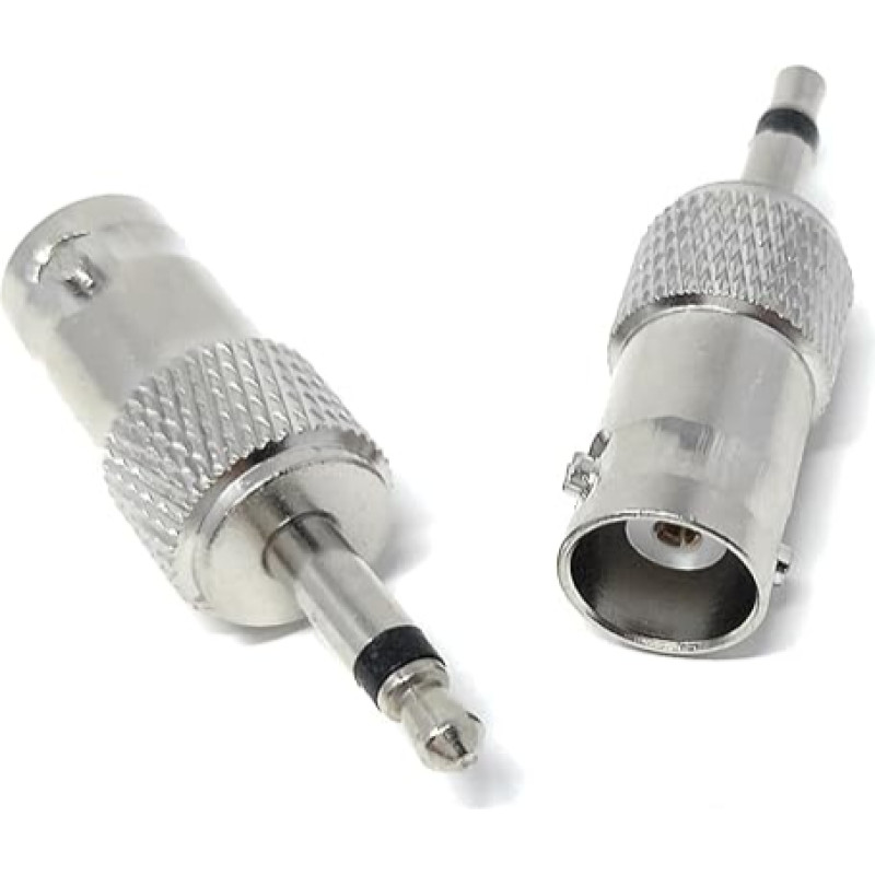 DRUT 2 stücke BNC Buchse auf 3,5mm Männlich Mono Jack Stecker Composite Koaxialkabel Adapter Silber