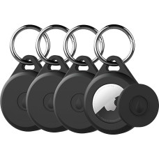 LOVYONES Air Tag raktų pakabukas Case for Apple Air Tag 4 Pack IPX8 vandeniui visiškai atsparus visiškai smūgiams Anti-Scratch Air Tag laikiklis raktams Kid Bag Bag bagažo Pet apykaklės