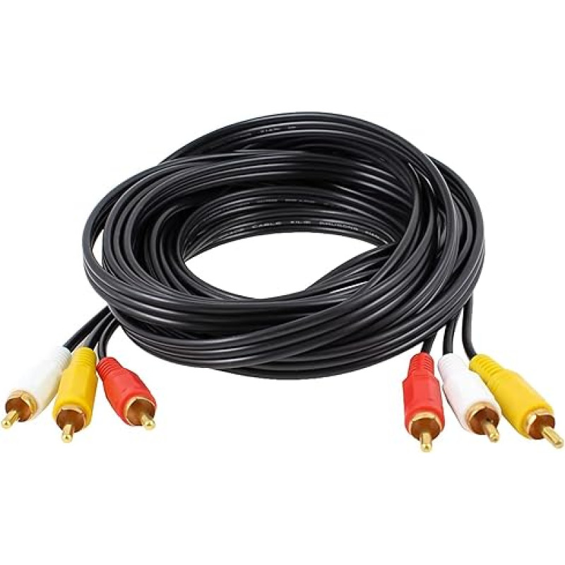 Qneneam 5M 3RCA Phono Male to 3RCA 3x RCA Phono Male RCA Audio Video AV TV kabelis Male to Male Didelio našumo jungtis geresnei garso ir vaizdo patirčiai užtikrinti