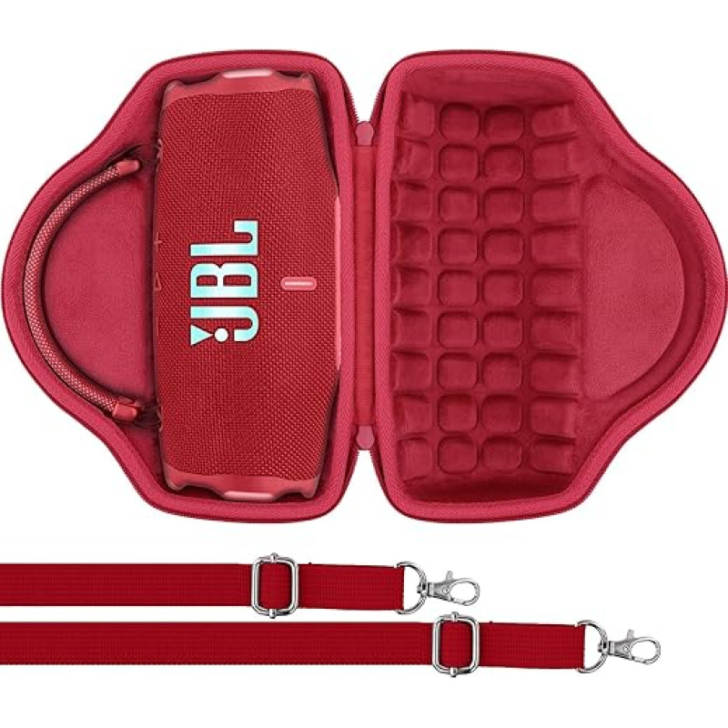 Aenllosi für JBL Charge 6 Bluetooth-Lautoradaras Hartschalen-Tragetasche mit Schulterriemen, Rot, nur Tasche