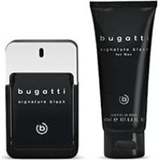 bugatti signature black vyriškų kvepalų dovanų rinkinys, tualetinis vanduo 100 ml + dušo želė 200 ml, mediniai vyriški kvepalai, dovanų dėžutė, kvepalų ir dušo želės rinkinys vyrams, elegantiškas, sportiškas, aromatingas