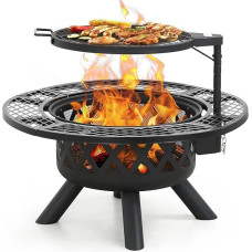 BALI OUTDOORS Lauko židiniai, mediniai židiniai su kepimo grotelėmis, lauko židinys su kepimo grotelėmis, ugniakuras su grotelėmis, 20