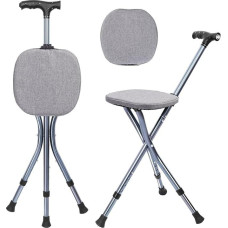 Walking Stick with Seat, Foldable Walking Stick Lightweight with 3 Feet, Height-Adjustable Walking Stick for Seniors for Adults, Seniors and Rehabilitation People