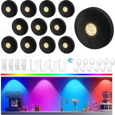 Yiliaw įkraunama LED Puck Lights 12 Pack Black RGB