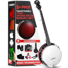 Pyle Banjolele 5 Strings, Banjo Kit Instrument, Banjolele Set Including Digital Tuner, Strings, Picks, Strap, Gig Bag & Tool Set, Musical Instrument for Folk, Country & Bluegrass, 99 cm