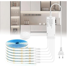 LRGBST 12 V COB LED Strips, 6 Rolls 1 m White LED Strip with Touch and Hand Sweep Dimmer Switch for Cabinets, Kitchens, Showcases, Shelves, Acoustic Panels Lighting