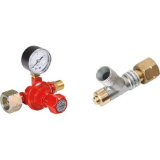 ROTHENBERGER Industrial 035925E nuolatinis propano reguliatorius su nuolat reguliuojamu 0,5-4 barų slėgiu, 032100E ir apsauga nuo propano žarnos nutrūkimo 1,5 baro