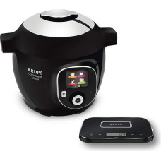 Krups CZ8568 Cook4Me+ Grameez Multi Cooker with Networked Kitchen Scales, 1600 Watt, 6 Cooking Levels, Capacity: 6 litres, compatible with the Cook4Me app), black/grey