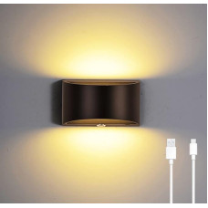 Vidaus sieninis šviestuvas, sieninis šviestuvas be maitinimo jungties ir gręžimo, reguliuojamo apšvietimo sieninis šviestuvas su baterija, jutiklinis valdymas, skirtas miegamajam, laiptams, vonios kambariui, svetainei (juodas, šiltai baltas)