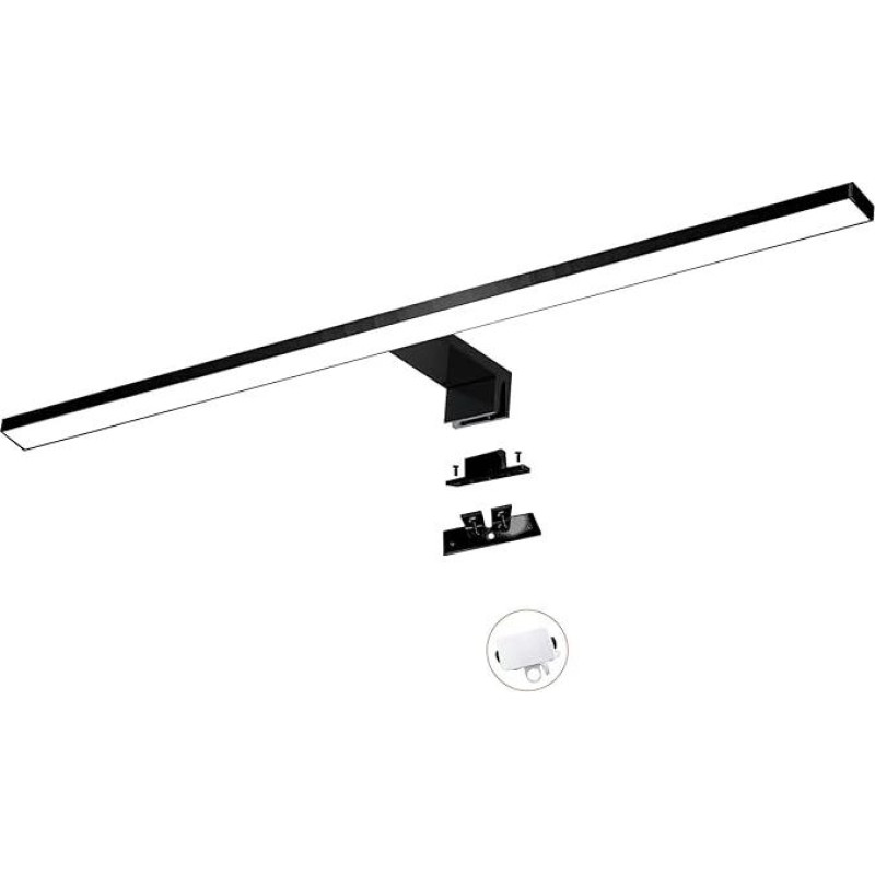 YIQAN 60 cm vonios kambario šviesa 13 W LED veidrodžio šviesa 4000 K natūrali šviesa Matinė juoda 14300 lm Vonios spintelės apšvietimas Tuštybės šviesa 3 montavimo būdai