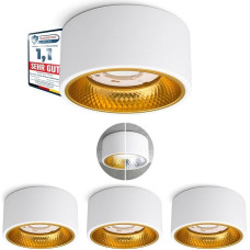 SSC-LUXon Set of 4 Olino Surface-Mounted Spotlights Matt White with Interchangeable Look in Gold and Silver – 4 x Surface-Mounted Ceiling Spotlights GX53