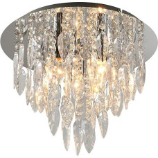 Mextronic Modern Crystal Chandelier (Chrome) Diameter 38 cm Clear with Trim