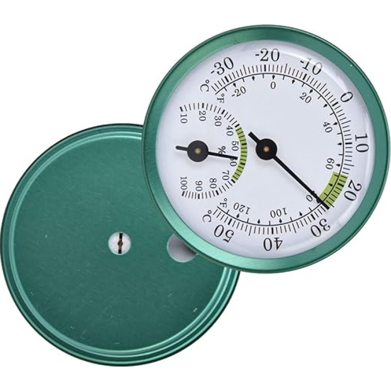 Lauko terasos termometras - drėgmės matuoklis, skirtas naudoti patalpose ir lauke | Oro sąlygoms atsparus analoginis termometras | 2,24 colio temperatūros ir drėgmės matuoklis | Sieninis termometras