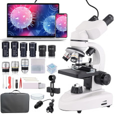 Binokulinis mikroskopas 40X-2000X suaugusiems studentams su dvigubu mechaniniu stalu ir koaksialine stambaus ir smulkaus fokusavimo rankenėle Profesionalus mikroskopas