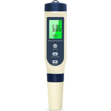PH matuoklis vandeniui, PH/TDS/EC/sūrumo/termometras 5 in 1 pH vertės matuoklis su LCD ekranu, automatinis temperatūros kompensavimo pH testeris, didelio tikslumo vandens testeris, idealiai tinka geriamajam vandeniui, baseinui