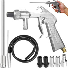 EUMAYES smėliavimo pistoleto suslėgto oro rinkinys, smėliavimo pistoleto rinkinys su ilgu smėliavimo antgaliu ir metaliniais 5 mm/6 mm kalibro antgaliais, 1 m ilgio gumine žarna ir oro jungties antgaliu, skirtu smėliavimui