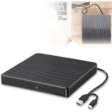 External DVD Drive, USB 3.0 and Type-C Portable CD DVD +/-RW ROM Drive for Laptop PC Desktop, CD DVD Burner Reader Compatible with Windows XP / 2003 / Vista /7 /8/10/11 Linux Operating Systems