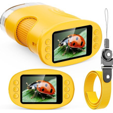 Ashfly Handy Digital Microscope for Children, 1080P HD 2.0 Inch Screen Pocket Microscope, Microscope LED Lights Connection to PC, Mini Microscope Outdoor Gifts for 4-12 Years, Orange