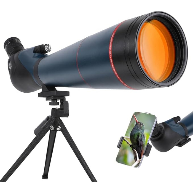 25-75 x 100 taikinių šaudymo optinis taikiklis, HD optinis taikiklis su trikojo dėklu ir išmaniojo telefono laikikliu, BAK4 optinis taikiklis, skirtas paukščių stebėjimui, medžioklei, laukinės gamtos stebėjimui (MY-GN0041Blue)