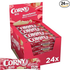 Cereal Bar | Corny BIG | Strawberry White Chocolate | Strawberry with White Chocolate | Bulk Pack 24 x 40 g