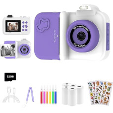 Vaikiškas fotoaparatas su momentinio spausdinimo funkcija, Kalėdų ir gimtadienio dovanų žaislas mergaitėms berniukams, 3 4 5 6 7 8 9 10 11 metų amžiaus, momentinis fotoaparatas, skaitmeninis fotoaparatas vaikams su 5 rulonais spausdinimo popieriaus