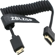 ZBLZGP 8K HDMI Cable Type A HDMI 2.1 Braided Wound Right Left Angle for Sony Canon R5 Nikon Blackmagic Pocket Cinema Cameras (Mini HDMI HDMI, Black Braided)