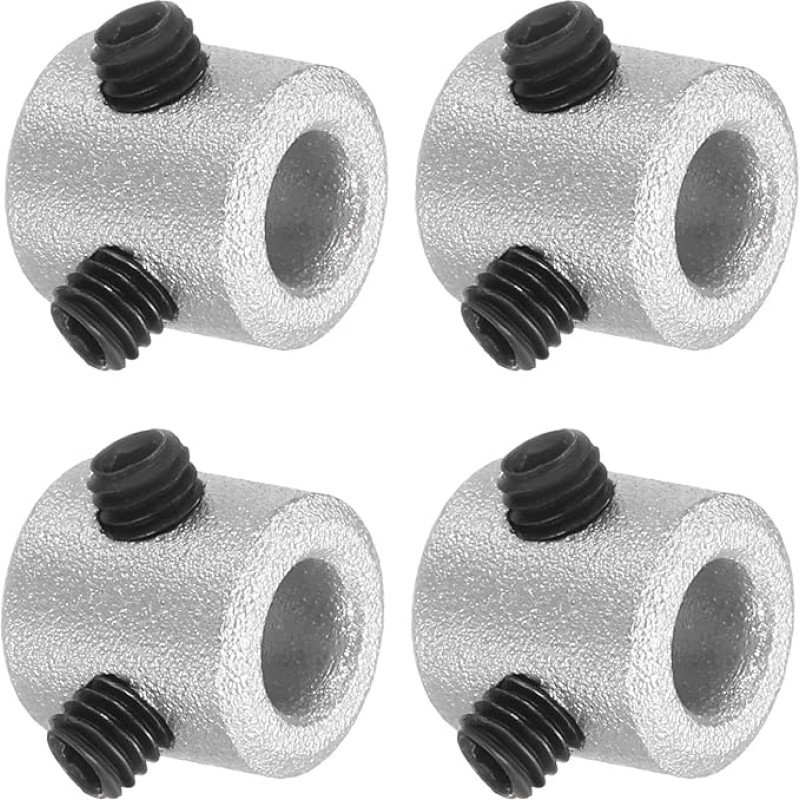 sourcing map 4-teiliges Schraubenhals-Set, 4 mm Bohrung, Schaftmanschetten aus Aluminiumlegierung, 8 mm Außendurchmesser, 8 mm Breite, Achsmanschette für Linearstangenwellenführung
