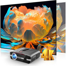 4K Projector Ultra HD 1800 ANSI Daylight Projector Home Cinema HDR WiFi 6 Bluetooth NFC Smart Android Projector Auto Focus/Trapezoidal Correction HDMI 2.1 USB WLAN Streaming Apps Cinema Gaming Film