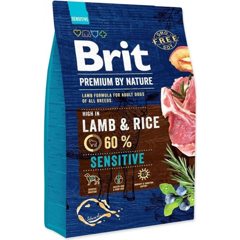 Brit Premium by Nature Sensitive ėrienos sausas šunų ėdalas su ėriena ir ryžiais 3 kg