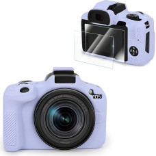 VOVMOEYA Compatible with CANON EOS R50 Camera Case Accessories kit[with 2 LCD tempered films],EOS R50 Silicone Protective Case Digital Camera case enhanced grip sensation lightweight 9H 0.25mm-purple